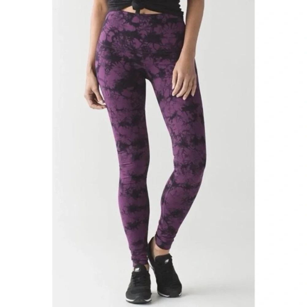 Lululemon -Wunder Under Pant (Hi-Rise)- Shibori Darkest Magenta Black - 10 - EUC - Picture 1 of 15